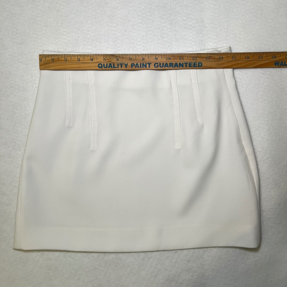 Zara White High Waisted Mini Skirt Size Small Tailored Darted A-Line Minimalist - Picture 4 of 7